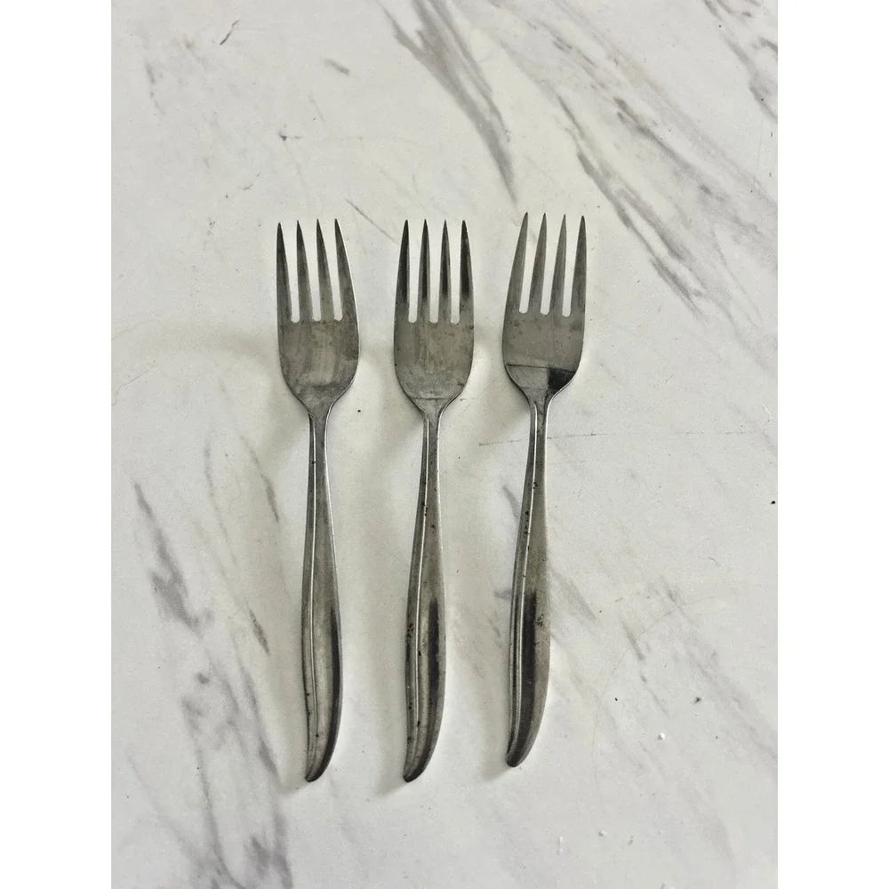 Amcrest Stainless Steel Salad Forks Troy Pattern‎ Japan Flatware Lot of 3